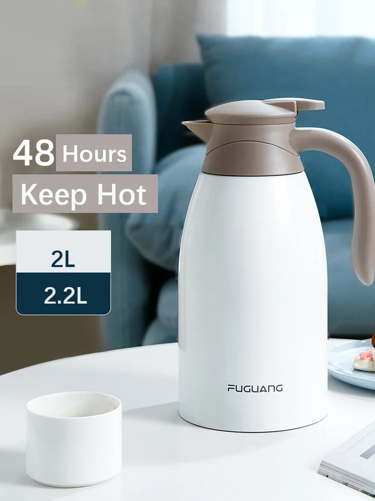 

2L/2.2L Thermal Insulation Pot Stainless Steel Liner Thermos Hot Water Coffee Bottle Large Capacity Office Kettle Vacuum Flask