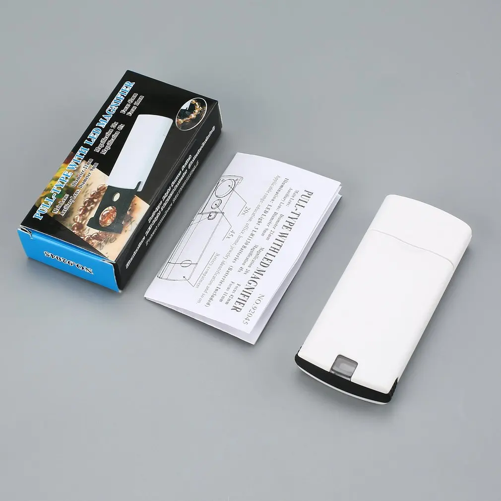 

20x 45x Dual Lens Portable handheld Mini LED Magnifier Glass Lens Pocket Microscope Reading Jewelry Loupe Magnifier For Jewelry