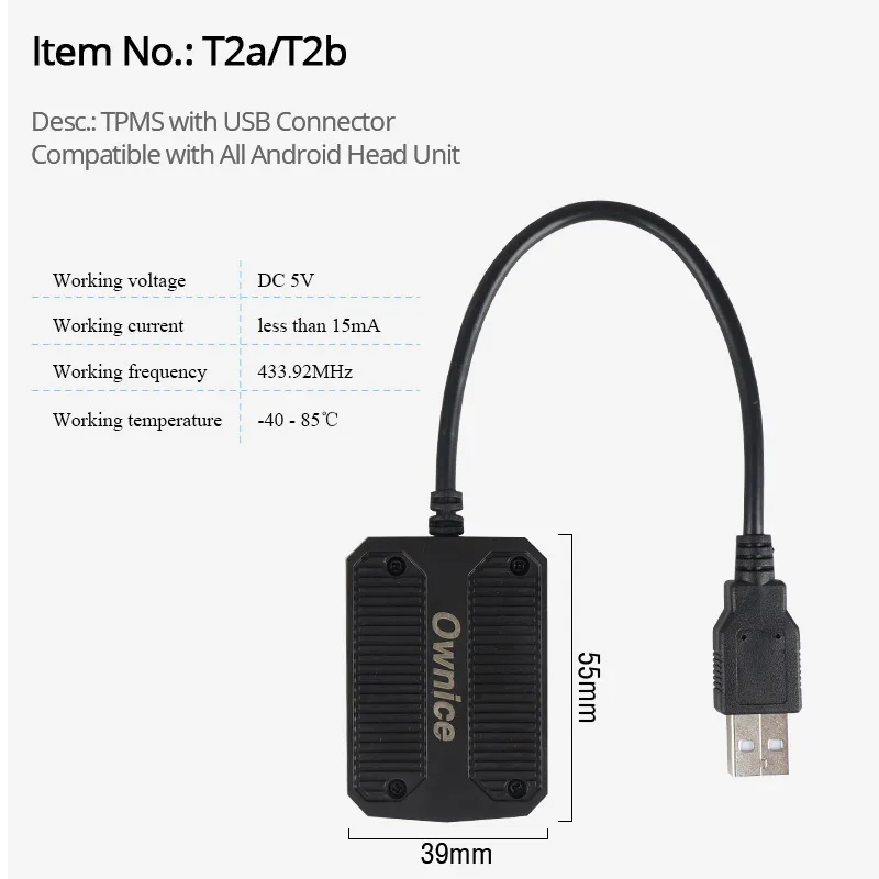Автомобильная сигнализация давления в шинах Ownice USB датчик с внешними и