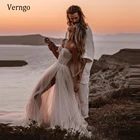 Пляжное свадебное платье Verngo 2021, привлекательные трапециевидные платья невесты из тюля с разрезом сбоку, простые свадебные платья в сельском стиле