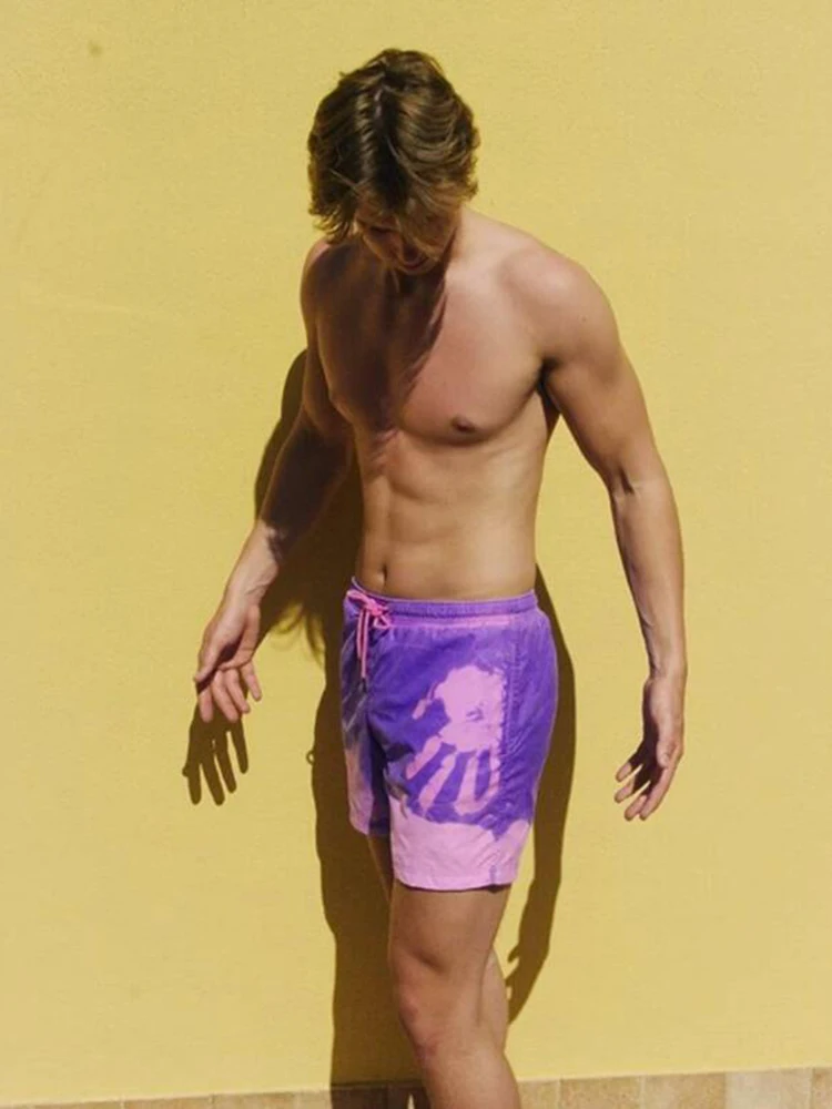 

Summer Hot Sale Men New Magic Color-Changing Beach Three-Point Shorts Polyester Quick-Drying Water High Temperature Change Color