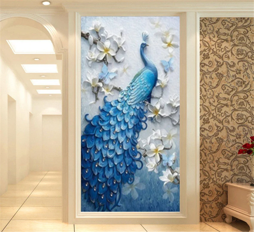 5D алмазная живопись сделай сам картины с синим павлином Стразы вышивка