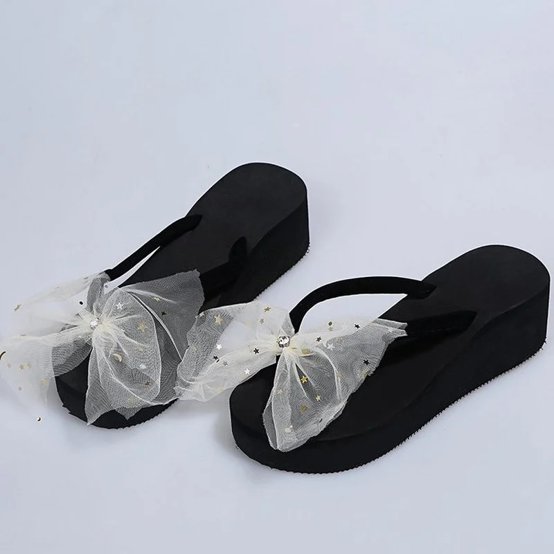 

Large size bowknot sandals and slippers women summer 2021 new thick-soled fashion all-match slippers non-slip beach shoes