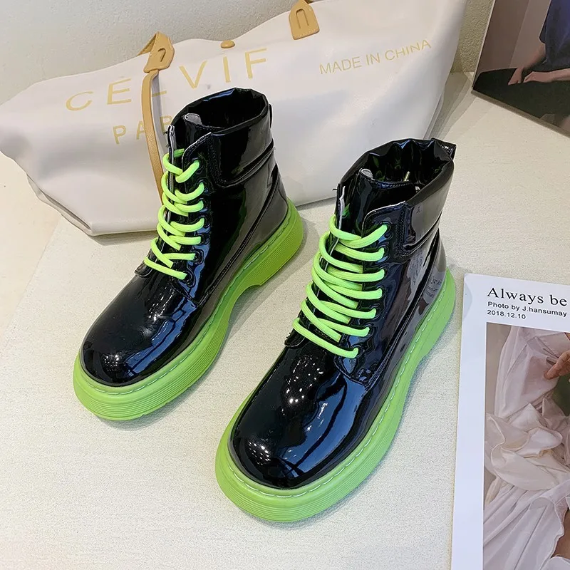 

Martin boots women autumn winter 2021 new British style Platform thick heel round toe lace short tube woman single boots shoes