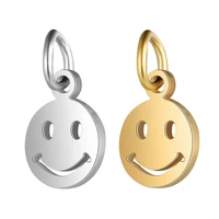 goldsteel 11 5 mm smiley charm stainless steel metal necklace pendant diy jewelry accessories wholesale 20pcs