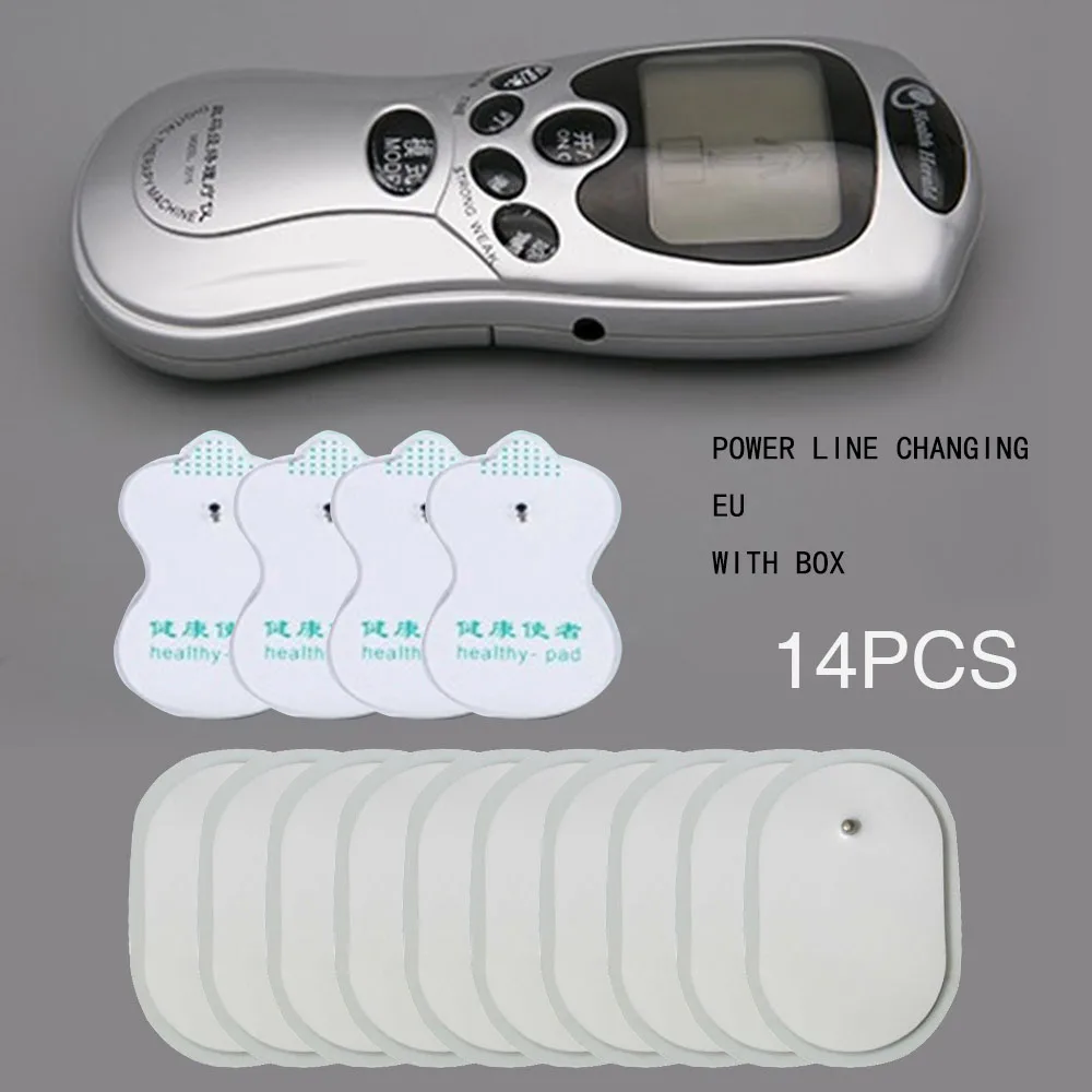 EU plug 14pcs patch2 Меридиановая терапия, импульсный массажер, миостимулятор мышц, электронная машина для похудения, низкочастотный ФИЗИОТЕРАПЕВТИЧЕСКИЙ стимулятор - Цвет: EU plug 14pcs patch2