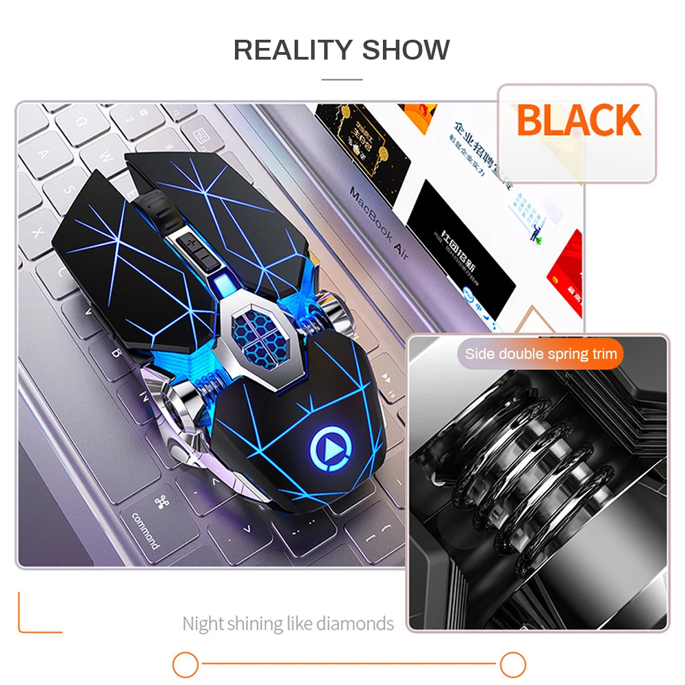 gaming mouse rechargeable wireless silent mouse led backlit 2 4g usb 1600dpi optical ergonomic mouse gamer desktop for pc laptop free global shipping