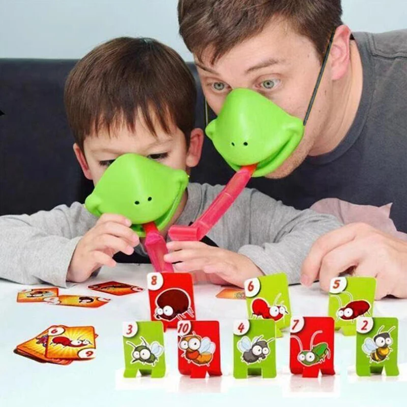 

Frog Desktop Greedy Chameleon Lizard Mask Tongue Out Face Mask Chess Board Funny Desktop Parent-child Interactive Game Party Toy