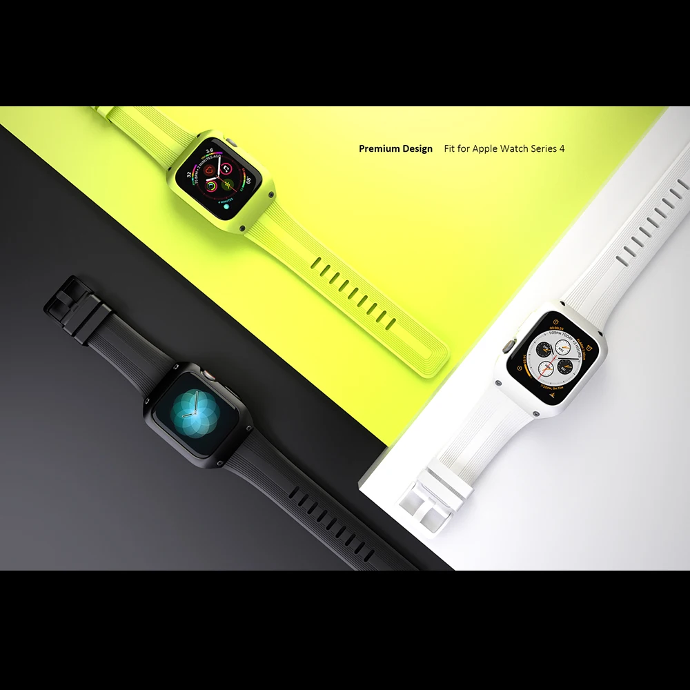 Силиконовый защитный чехол с ремешком для Apple Watch series 4 5 44 мм полная Рамка Защита