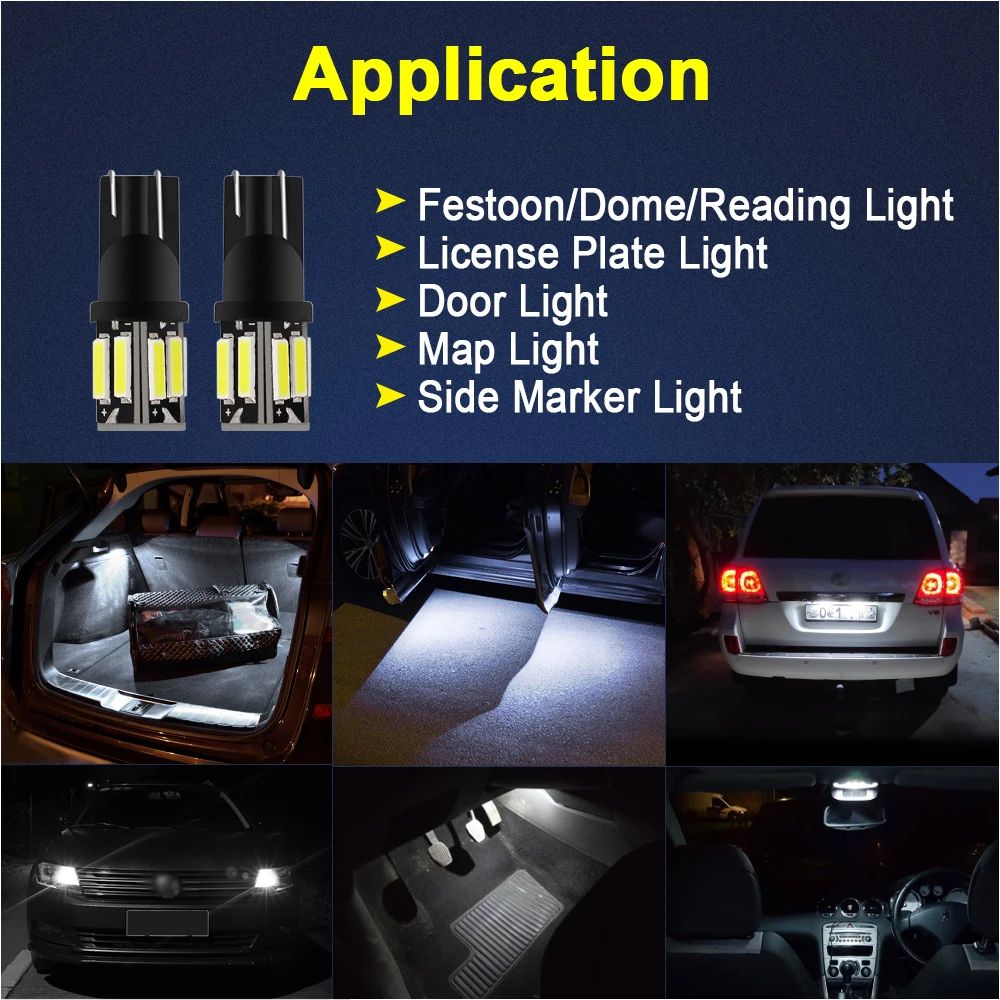 W5W светодиодный T10 лампы 2825 Автомобильные светодиодные огни боковой маркер