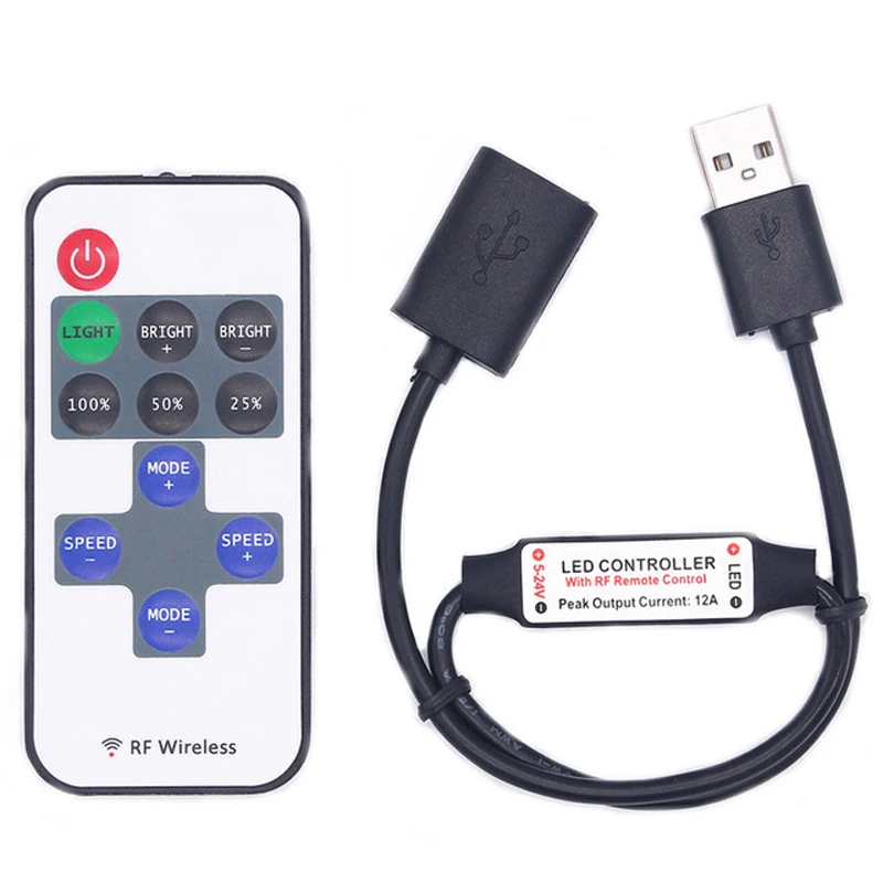 Светодиодная лента с диммером 5 В 11KEY Dimer Control RF Remote 11Key LED контроллер USB 2835 5050 для