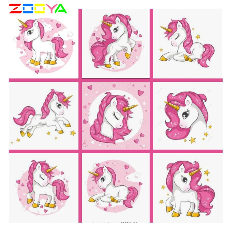 ZOOYA, новинка, 5d, сделай сам, алмазная живопись, единорог, алмазная вышивка, мультфильм, пони, Детская мозаика, распродажа, полная квадратная дрель по номерам, FDJB