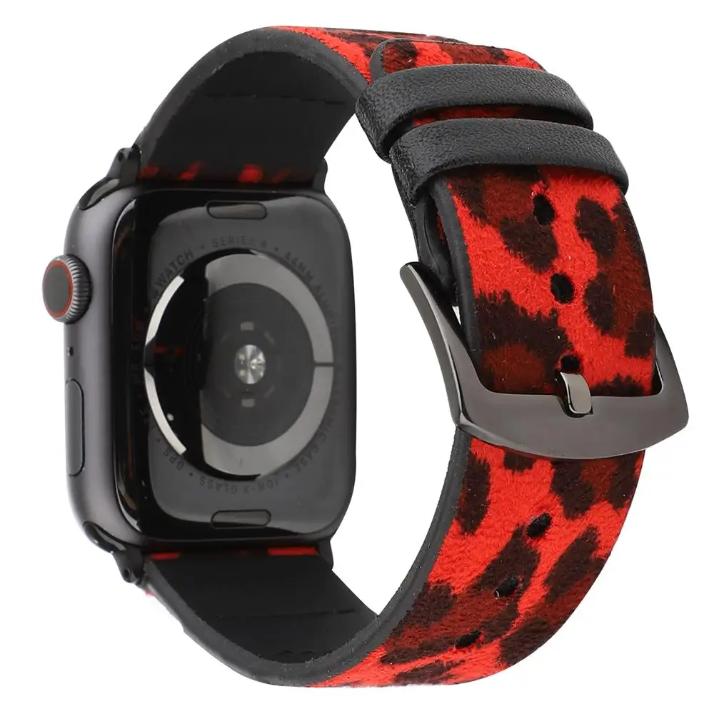 Ремешок из натуральной кожи для Apple watch band 44 мм 40 iwatch 42 38 Леопардовый Браслет 4 3 2
