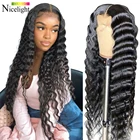 Nicelight индийский парик Remy из натуральных волос Hiar 4x4, парик с закрытием шнурка, свободный глубокий кружевной передний парик, предварительно выщипанные волосы для черных женщин
