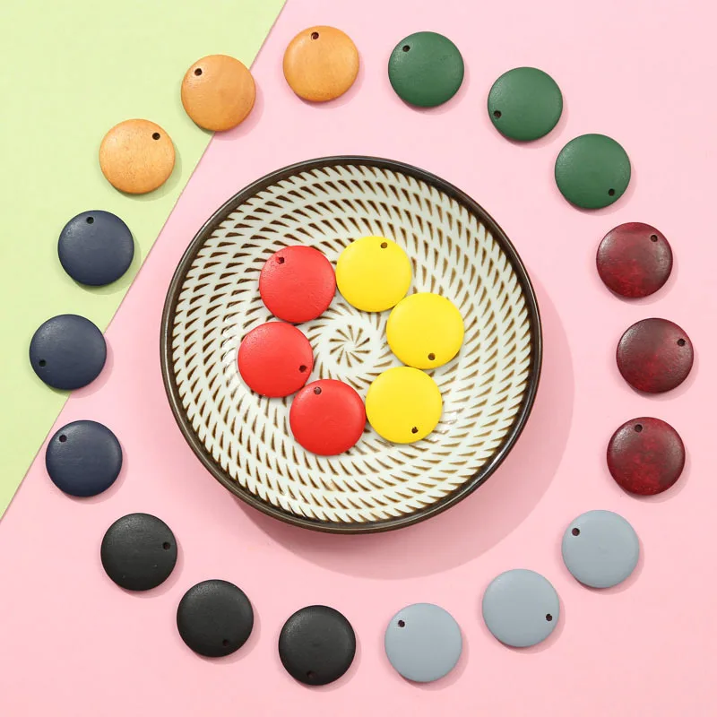 20pcs/lot 12-30mm Natural Wood Flat Round Earrings Charms DIY Bracelet Pendant Accessories for Women Jewelry Making Findings | Украшения и