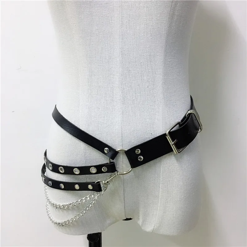 2019 модные кожаные женские поясные ремни в стиле панк металлические заклепки