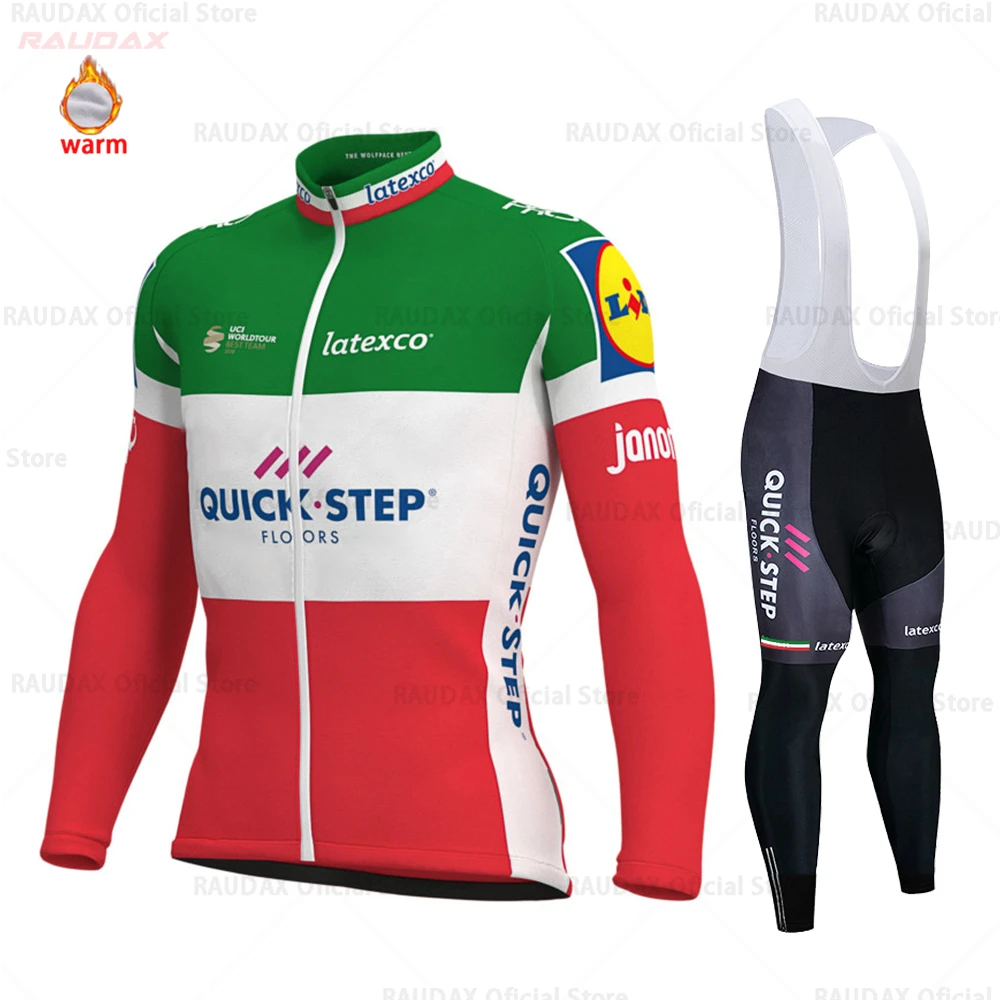 2020 QUICK STEP Pro Team велосипедная Джерси Зимняя Теплая Флисовая одежда набор