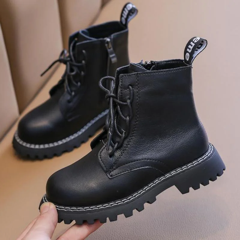 New Children Fashio Boots Winter Wool Teen Girls Chelsea Boot With Zip Big Boys Snow PU Leather Sneakers Baby Kids Russian | Детская