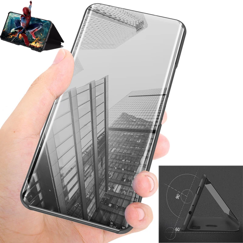 Зеркальный флип чехол для iPhone 8 7 6 6s Plus X XS Max XR умный телефона с окошком просмотра