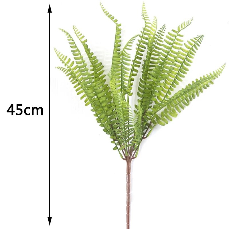 

45cm Plastic Simulation Green Plants 7 Fork Persian Leaf Bouquet Silk Plants Fake Persian Leaves Foliage Home Wedding Decor
