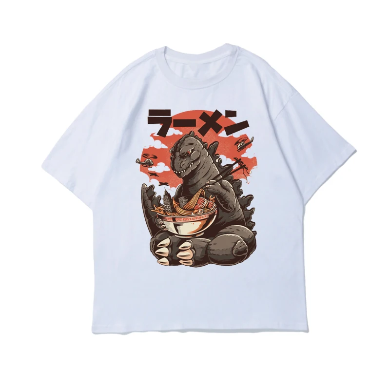 

Japanese Harajuku T-Shirt Men 2021 Summer Hip Hop T Shirts Dinosaur monster Cartoon Streetwear Tshirts Short Sleeve Casual Top
