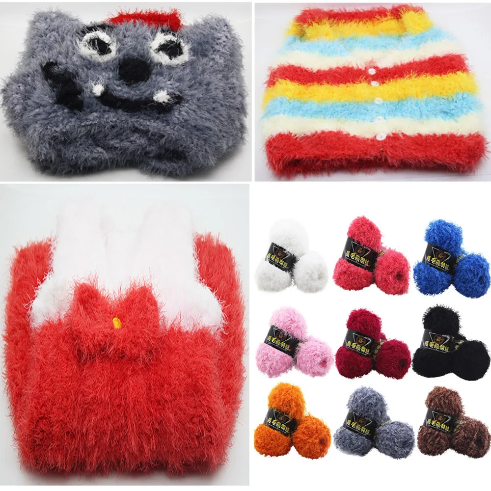 Пряжа мяч ручной работы многоцветное вязание бархат крючком Коралловая