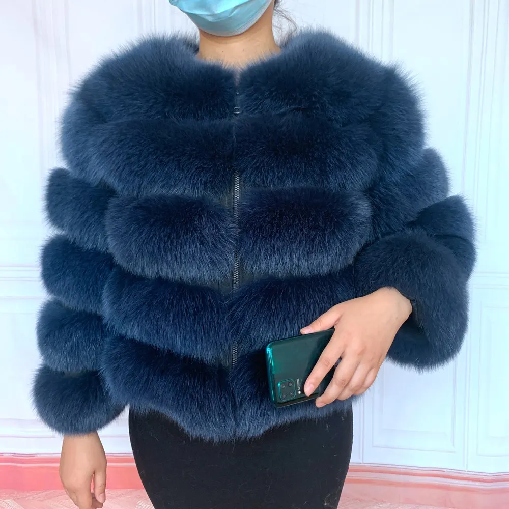 NEW style real fur coat 100% natural fur jacket female winter warm leather fox fur coat high quality fur vest Free shipping