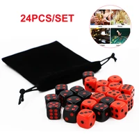 24 pcsset redblack 16mm dice set solid acrylic 6 sided round corner digital dices for ktv bar club party family games with bag