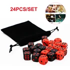 24 шт.компл. красныйчерный 16 мм набор Игральный костей Твердые Акриловые 6 двухсторонняя с закругленной вершиной для цифровой кубики для KTV бар Клубные вечерние Семья игры с сумкой в комплекте