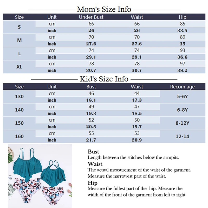 

LOOZYKIT 2021 Spring Women Split Swimwear Print High Waist Bikini Ruffle Parent-child Swimwear Beachwear Swimsuit Girls Swimwear