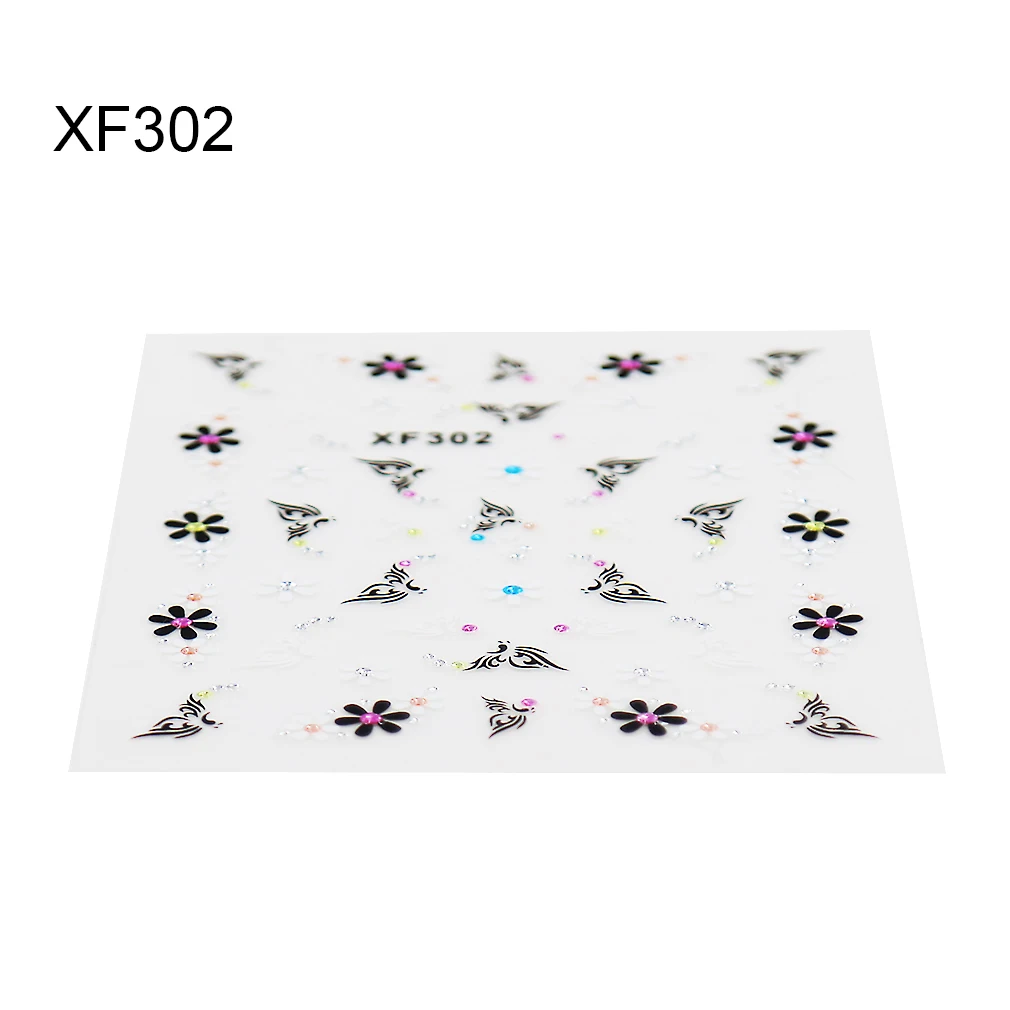 1 лист смешанный дизайн ногтей наклейки для Клей DIY маникюр слайдер 3D цветок на
