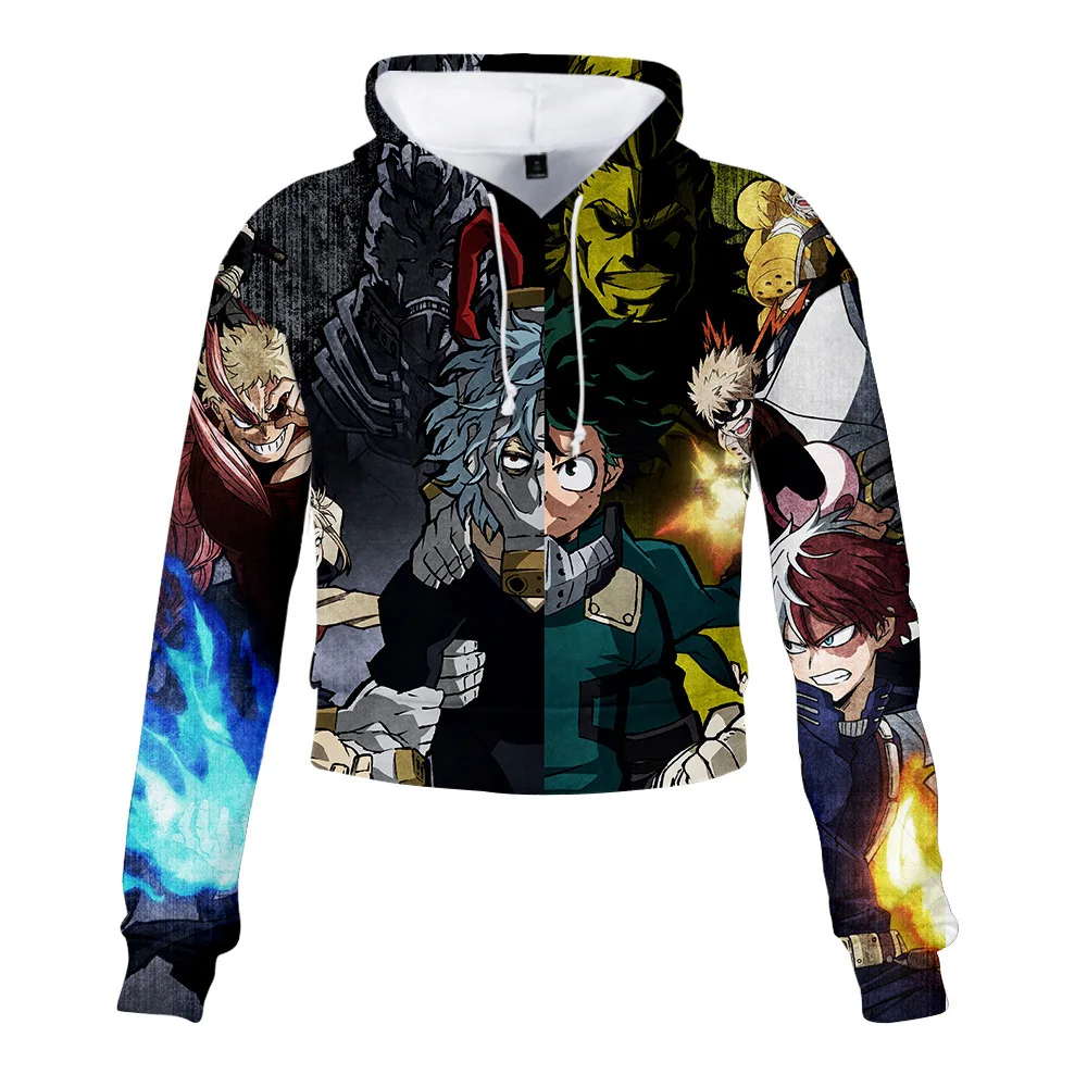 Укороченный топ с капюшоном для девочек женские толстовки 3D принтом Мой герой