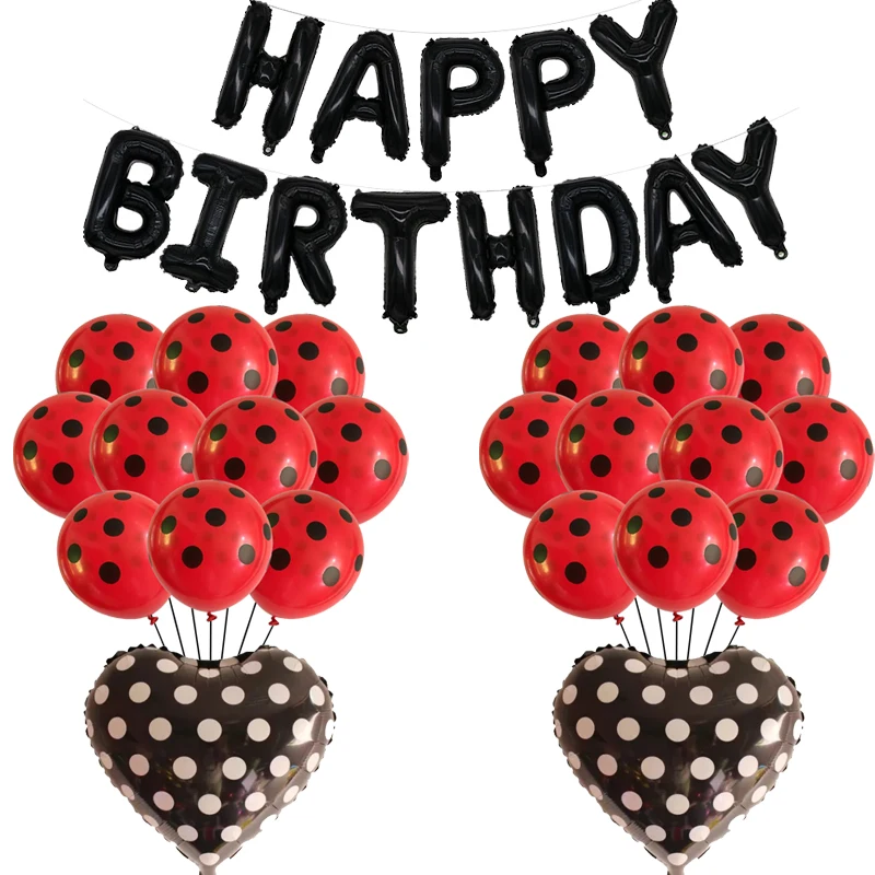 Латексные воздушные шары в горошек божья коровка красный черный цвет украшение