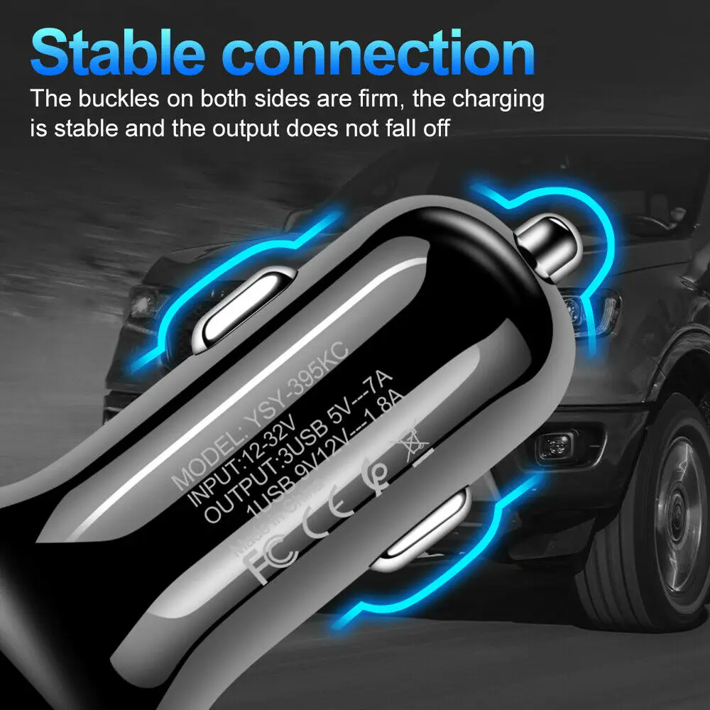 Универсальное автомобильное зарядное устройство QC3.0 с 3 USB-портами для