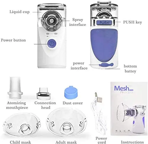 

Mini Portable Handheld Inhaler Mesh Ultrasonic Nebulizer Vaporizer Mist Compressor Humidifier Efficient Mute For Kids Adults