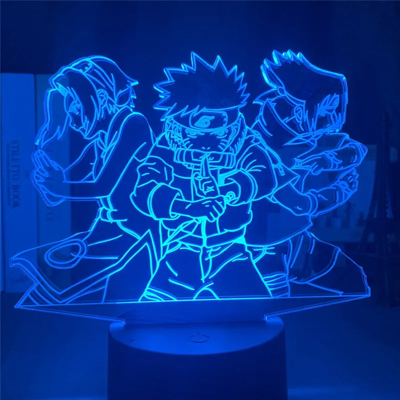 Фигурки Наруто удзумаки Учиха Саске Харуно Сакура аниме светодиодный ночник для
