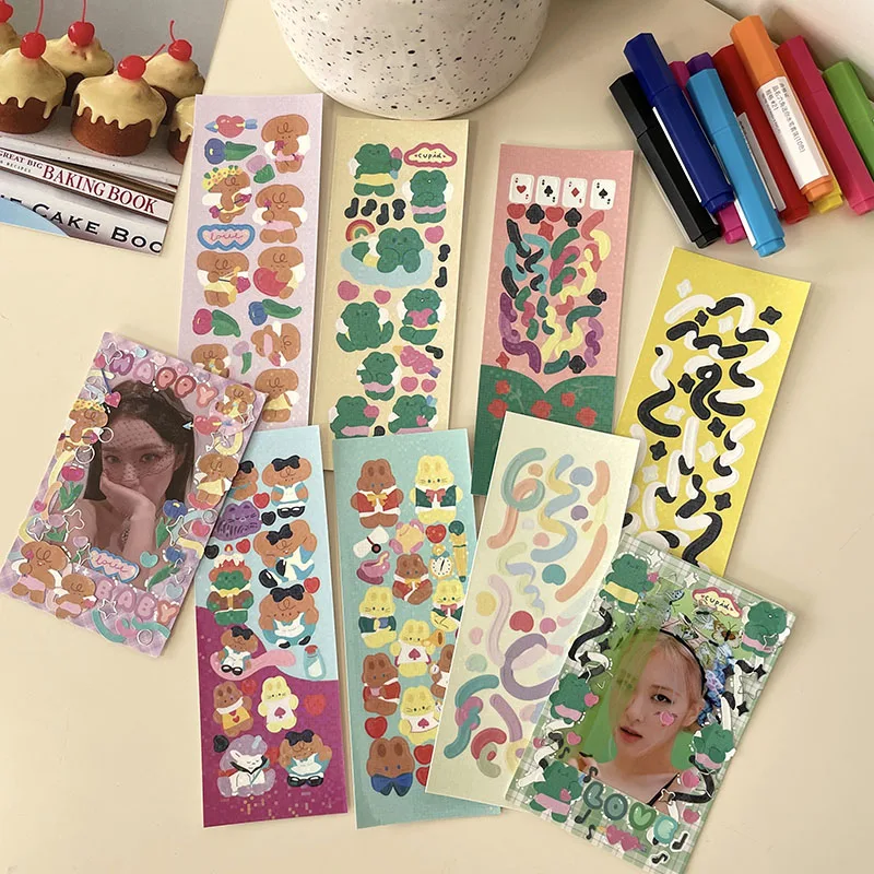 

INS Macaron Ribbon Stickers Kawaii Animal Scrapbooking Photo Album Hand Account Decoration Stationery Sticker Stick Label