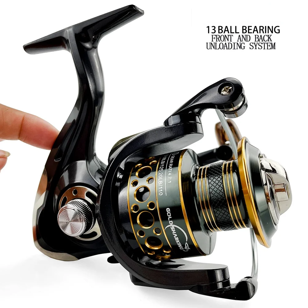 

HOT SALE Fishing Reel BK2000-7000 Metal Spool 5.2:1/4.7:113BB Ball Bearings Carp Metal Line Cup Sea Tackle Fishing Spinning Reel