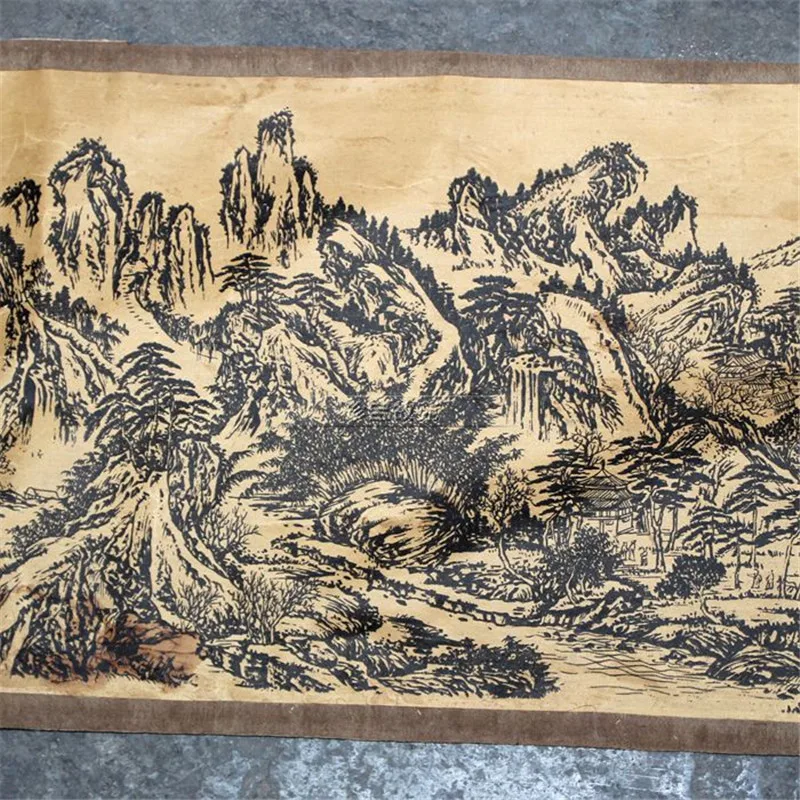 

Chinese Old Picture Paper "Figure Painting " Long Scroll Painting Long Scroll Drawing Wanlijiangshan