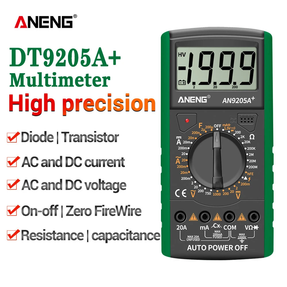 Цифровой мультиметр ANENG DT9205A + профессиональный Электрический измеритель