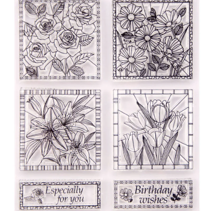 Цветочные штампы прозрачные для скрапбукинга любимые украшения | Дом и сад