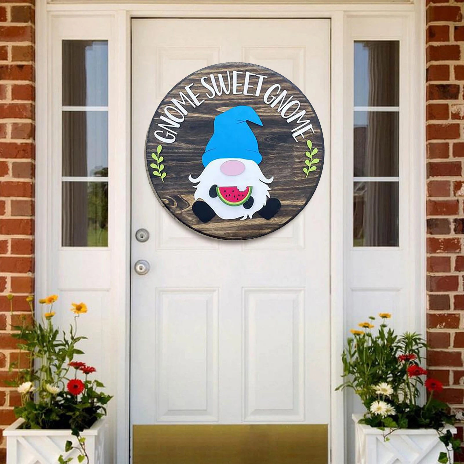 

Gnome Door Welcome, Interchangeable Holiday Wooden Decoration Hanger Seasonal Sign