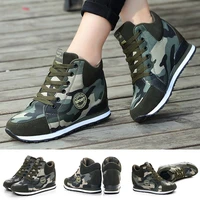 lin king big size height increase women casual canvas shoes camouflage lace up high top tenis sneakers new combat trainers shoes
