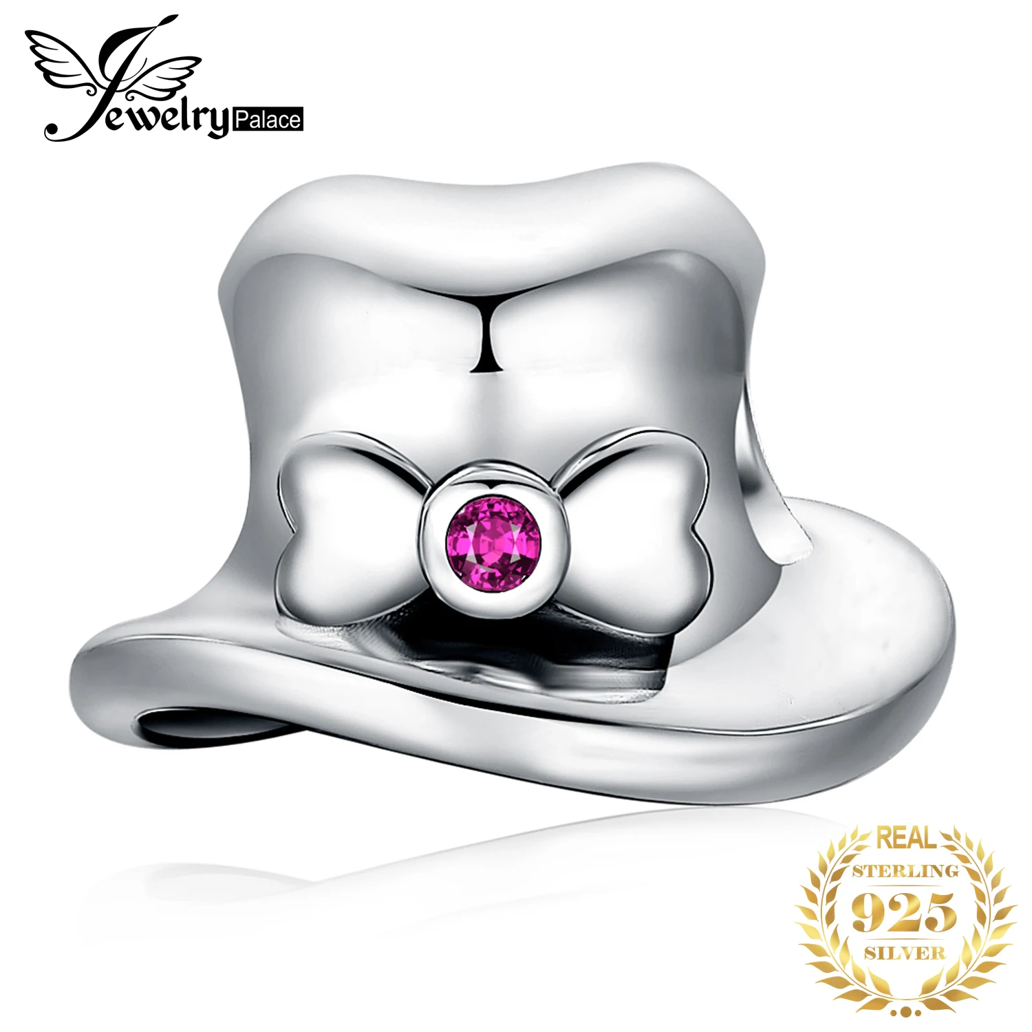 JewelryPalace 925 пробы серебро Top Hat Лук СОЗДАН Ruby Шарм бисер Fit Браслеты Новая горячая Распродажа для Для женщин как Baetuiful подарки