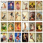 Красота пин-ап плакат Винтаж Sailon девушка металлическая жестяная вывеска, ручной стержень, для кафе, для украшения паб настенная табличка в стиле ретро декоративные настенные наклейки Home Decor YM077