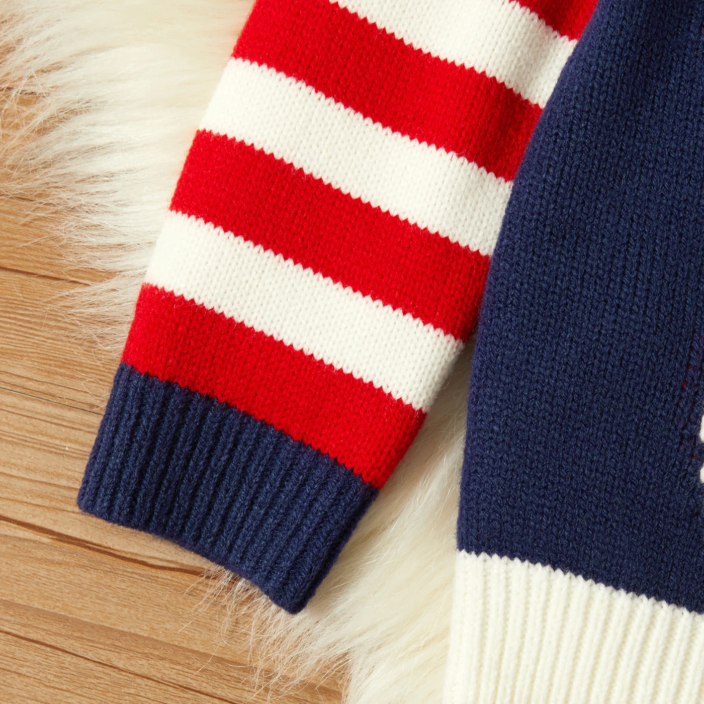 

PatPat Toddler Girl Christmas Santa Embroidery Striped Knit Sweater