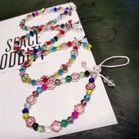 artificial crystal bracelet strap lanyard u disk id work card mobile cell phone chain straps keychain phone hang rope