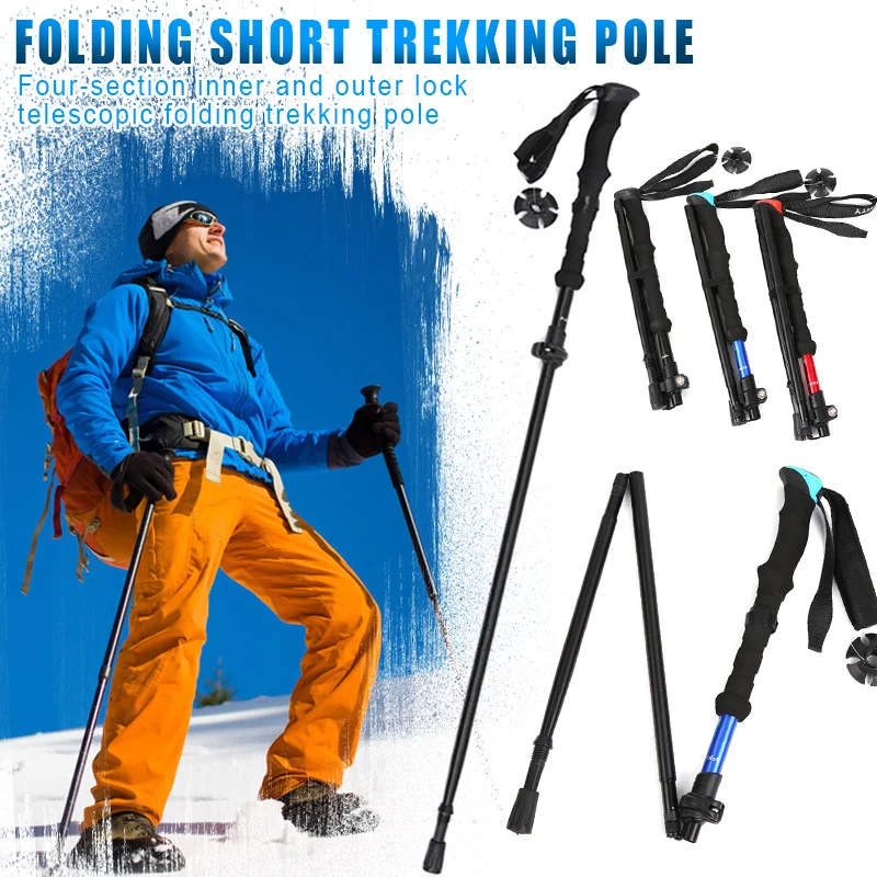 

Walking Sticks High-Strength 4-Section Telescopic Folding Short Trekking Pole EVA Outdoor Handle SAL99