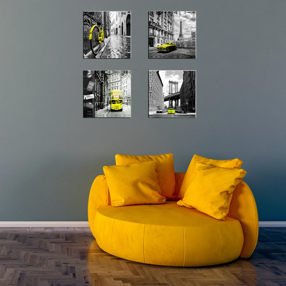 Холст настенное искусство черный и белый город Париж лондонские здания улица