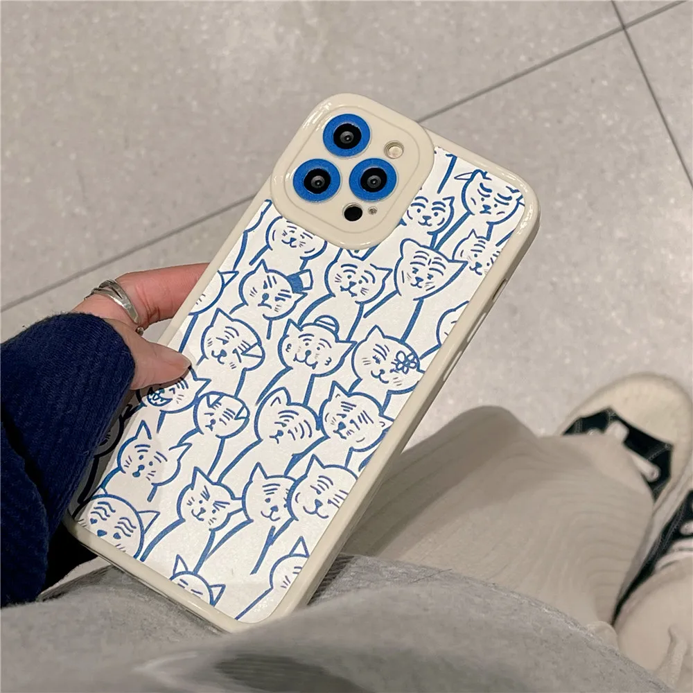 

Cartoon Line Tiger Soft Frame Phone Case For iPhone 13 12 11 PRO MAX XS X XR Anti Fall Silicone Camera Protective Cover Shell